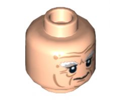 Minifigure, Head Dual Sided LotR Bushy Gray Eyebrows, Wrinkles, Calm / Frowning Pattern (Balin) - Hollow Stud