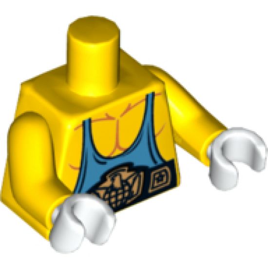 Torso Muscles with Medium Blue Tank Top and Belt Pattern / Yellow Arms / White Hands