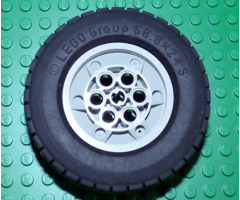 Wheel & Tire Assembly 68.8 x 24 Model Team Type 1 (circle holes around wheel ring) with Black Tire 68.8 x 24 ( 32004a /32003)