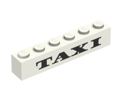 Brick 1 x 6 with Black 'TAXI' Thick Pattern