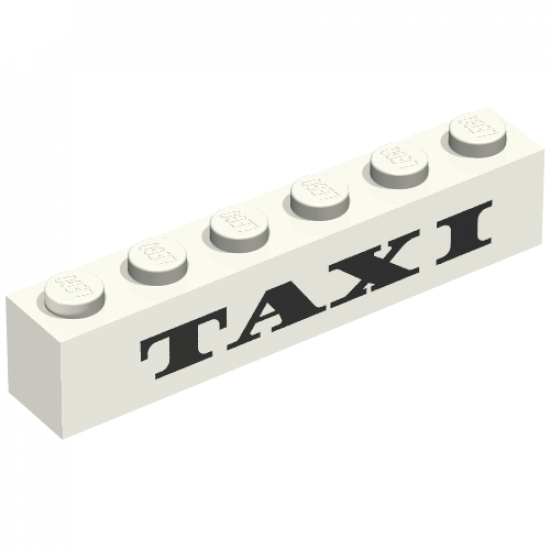 Brick 1 x 6 with Black 'TAXI' Thick Pattern