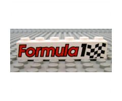 Brick 1 x 6 with 'Formula 1' and Checkered Flag Pattern