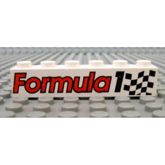 Brick 1 x 6 with 'Formula 1' and Checkered Flag Pattern