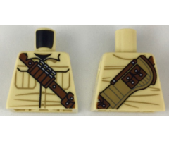 Torso Shirt with Pockets, Reddish Brown Shoulder Belt with Shells and Pouches, Dark Tan Rifle Holster on Back Pattern