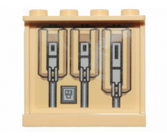 Panel 1 x 4 x 3 with Side Supports - Hollow Studs with SW The Razor Crest Mechanical Elements Pattern (Sticker) - Set 75292