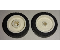 Wheel & Tire Assembly 18mm D. x 12mm with Axle Hole and Stud with Black Tire 24 x 12 Low (18976 / 18977)