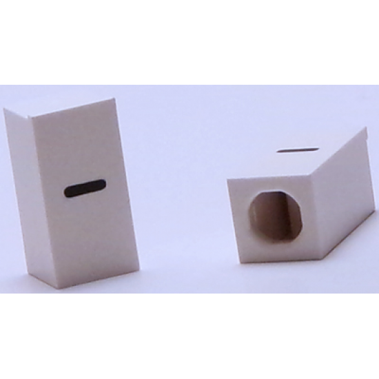 Tile, Modified 1 x 2 x 5/6 with Stud Hole in End and Black '-' Hyphen / Minus Sign Pattern