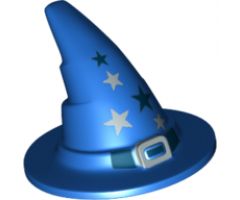 Minifigure, Headgear Hat, Wizard / Witch with Silver Buckle and Stars Pattern