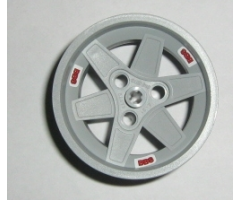 Wheel 56mm D. x 34mm Technic Racing Medium, 3 Pin Holes with 3 Red 'BBS' Pattern (Stickers) - Set 8386