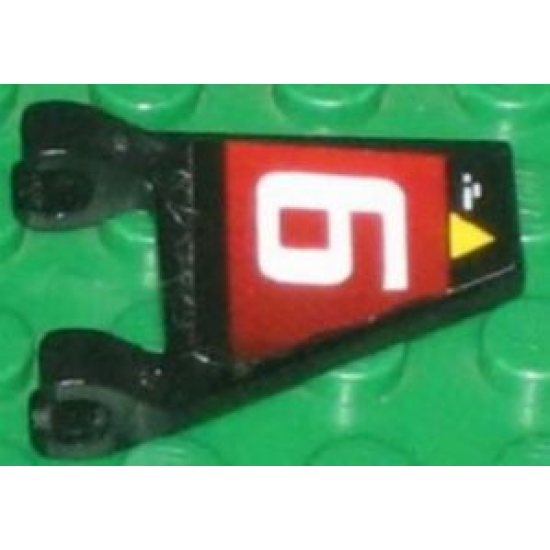 Flag 2 x 2 Trapezoid with Yellow Triangle and White Number 9 on Red Background Pattern, Model Left (Sticker) - Set 8357