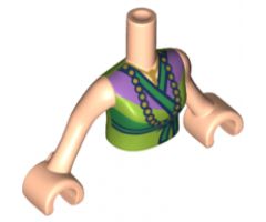 Mini Doll, Torso Friends Woman Lime Green Shirt with Green Middle and Lavender Top with Necklace Pattern, Light Nougat Arms with Hands
