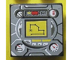 Tile 2 x 2 with Gauges and Yellow Navigation Screen on Light Gray Background Pattern (Sticker) - Sets 8482 / 8483