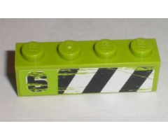 Brick 1 x 4 with '6' and Black and White Danger Stripes Pattern Model Left (Sticker) - Set 8211