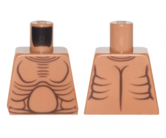 Torso Bare Chest with Muscles Outline and Round Stomach Pattern