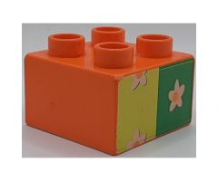 Duplo, Brick 2 x 2 with Flower Wallpaper Pattern
