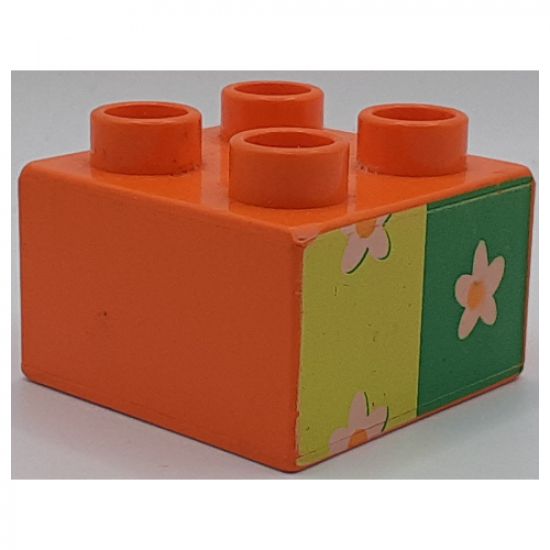Duplo, Brick 2 x 2 with Flower Wallpaper Pattern
