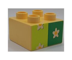 Duplo, Brick 2 x 2 with Flower Wallpaper Pattern