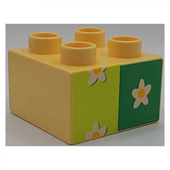Duplo, Brick 2 x 2 with Flower Wallpaper Pattern