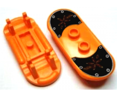 Minifigure, Utensil Skateboard with Trolley Wheel Holders with Red Flowers and Rivets Pattern (Sticker) - Set 6738
