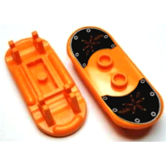 Minifigure, Utensil Skateboard with Trolley Wheel Holders with Red Flowers and Rivets Pattern (Sticker) - Set 6738