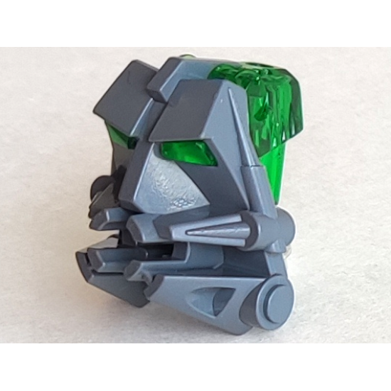 Bionicle Head Connector Block 3 x 4 x 1 2/3 with Trans-Green Bionicle Head Connector Block Eye/Brain Stalk (32553 / 32554)
