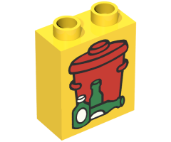 Duplo, Brick 1 x 2 x 2 with Garbage Can Pattern