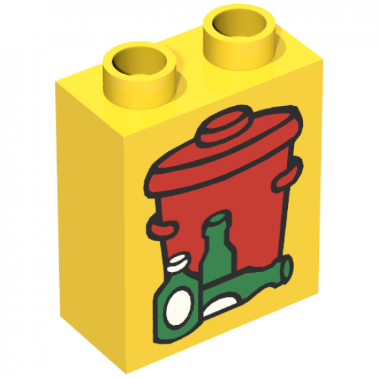 Duplo, Brick 1 x 2 x 2 with Garbage Can Pattern