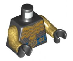 Torso LotR Gold Armor and Blue Jeweled Belt Pattern / Pearl Gold Arms / Black Hands