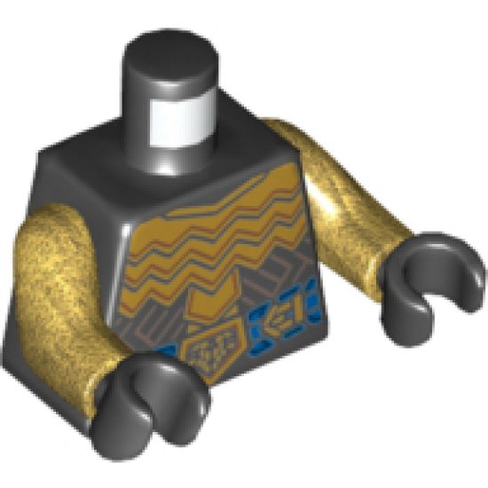 Torso LotR Gold Armor and Blue Jeweled Belt Pattern / Pearl Gold Arms / Black Hands