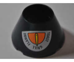 Cone 4 x 4 x 2 Hollow No Studs with Orange and Yellow Gauge, 'TOAST', 'GRILL' and 'FLAMBE' on White Background Pattern (Sticker) - Set 8970
