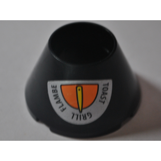 Cone 4 x 4 x 2 Hollow No Studs with Orange and Yellow Gauge, 'TOAST', 'GRILL' and 'FLAMBE' on White Background Pattern (Sticker) - Set 8970