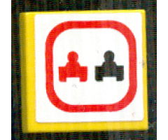 Tile 2 x 2 with Red and Black Race Car Silhouettes in Red Border on White Background (No Passing Zone) Pattern (Sticker) - Set 8364