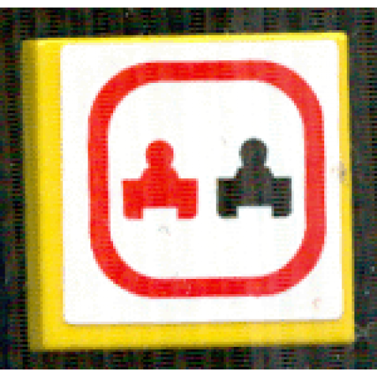 Tile 2 x 2 with Red and Black Race Car Silhouettes in Red Border on White Background (No Passing Zone) Pattern (Sticker) - Set 8364