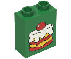Duplo, Brick 1 x 2 x 2 with Cake Topped with Cherry Pattern