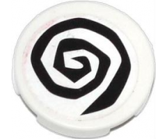 Tile, Round 2 x 2 with Black Spiral Pattern (Sticker) - Set 79104