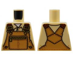 Torso Medium Nougat Overalls, White Undershirt and Zippered Pocket Pattern