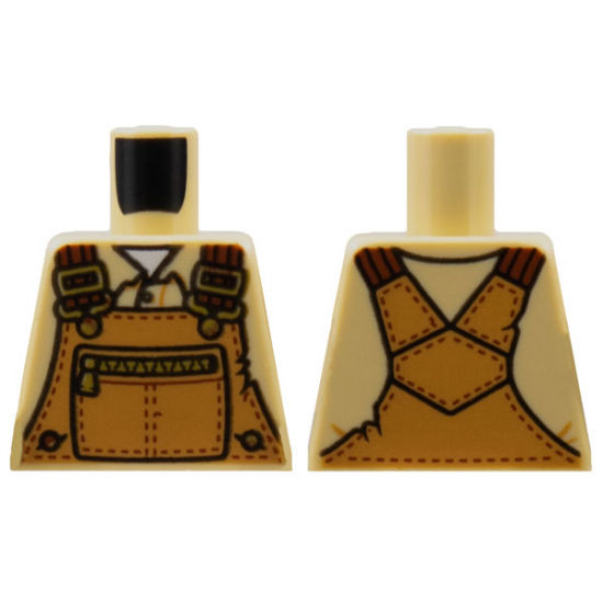 Torso Medium Nougat Overalls, White Undershirt and Zippered Pocket Pattern