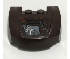 Vehicle, Mudguard 3 x 4 x 1 2/3 Curved Front with Partially Exposed Engine, Loose Wire and Reddish Brown Splatters Pattern Model Right Side (Sticker) - Set 70228