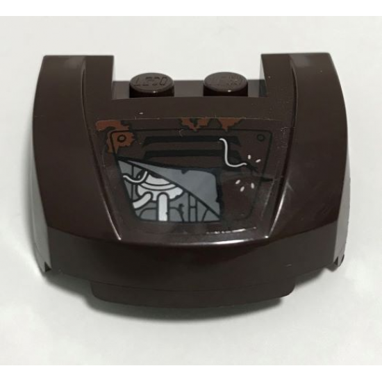 Vehicle, Mudguard 3 x 4 x 1 2/3 Curved Front with Partially Exposed Engine, Loose Wire and Reddish Brown Splatters Pattern Model Right Side (Sticker) - Set 70228