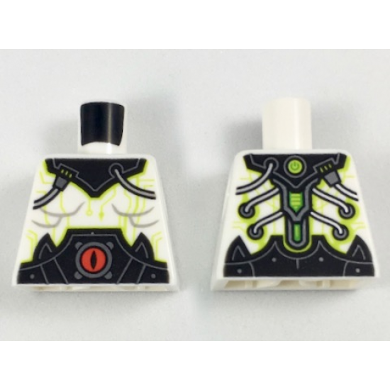 Torso Black Collar and Belt with Red Eye, Silver Cables and Lime Circuitry Pattern