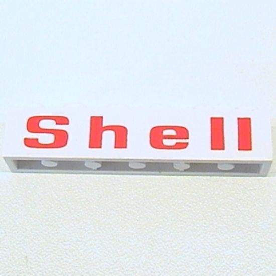 Brick 1 x 6 with Red 'Shell' Bold Pattern