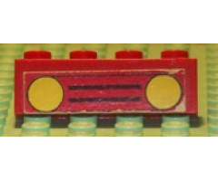 Brick 1 x 4 with Car Grille Black and Yellow Headlights Pattern (Sticker) - Set 379-1