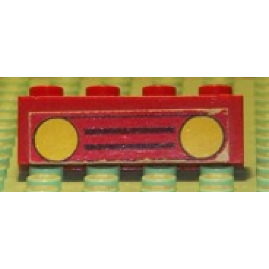 Brick 1 x 4 with Car Grille Black and Yellow Headlights Pattern (Sticker) - Set 379-1