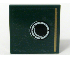 Tile 2 x 2 with Gold Stripe and Porthole Pattern Model Right, Right Panel (Sticker) - Set 10194