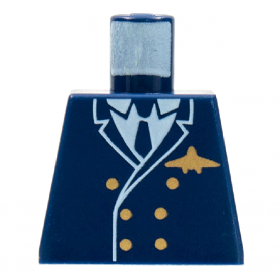 Torso Airplane Pilot, Suit Double Breasted, Tie, Gold Buttons and Logo Pin Pattern