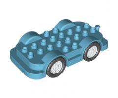 Duplo, Vehicle Car Base 4 x 8 with Four Black Wheels and White Hubs