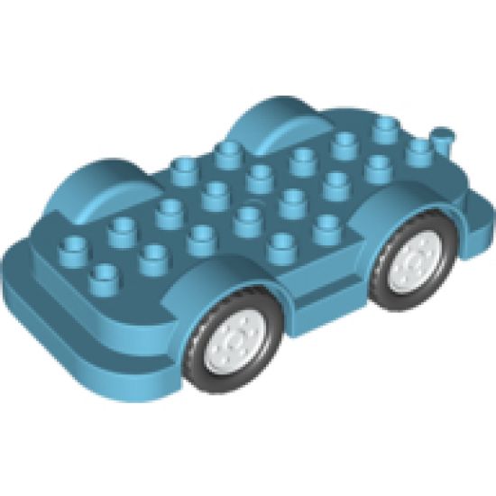 Duplo, Vehicle Car Base 4 x 8 with Four Black Wheels and White Hubs