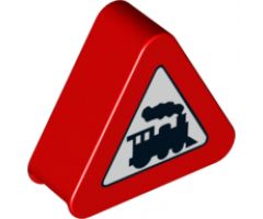 Duplo, Brick 1 x 3 x 2 Triangle Road Sign with Steam Engine Pattern