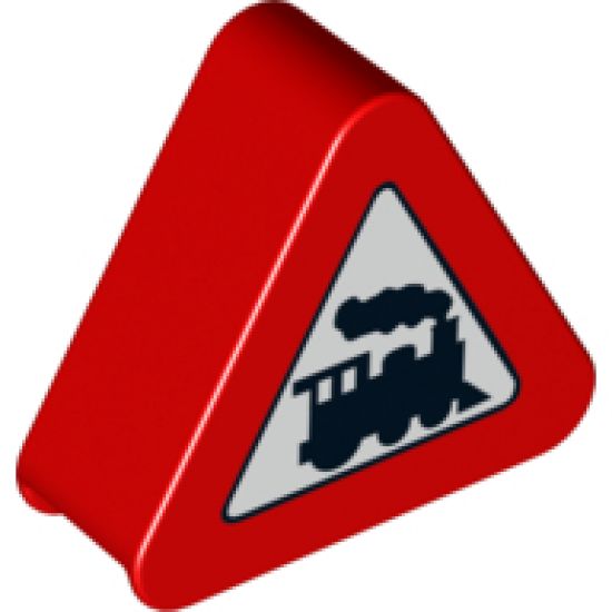 Duplo, Brick 1 x 3 x 2 Triangle Road Sign with Steam Engine Pattern