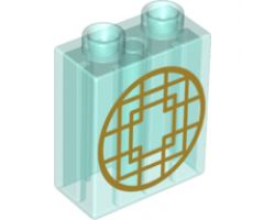 Duplo, Brick 1 x 2 x 2 with Gold Squares in Circle Pattern